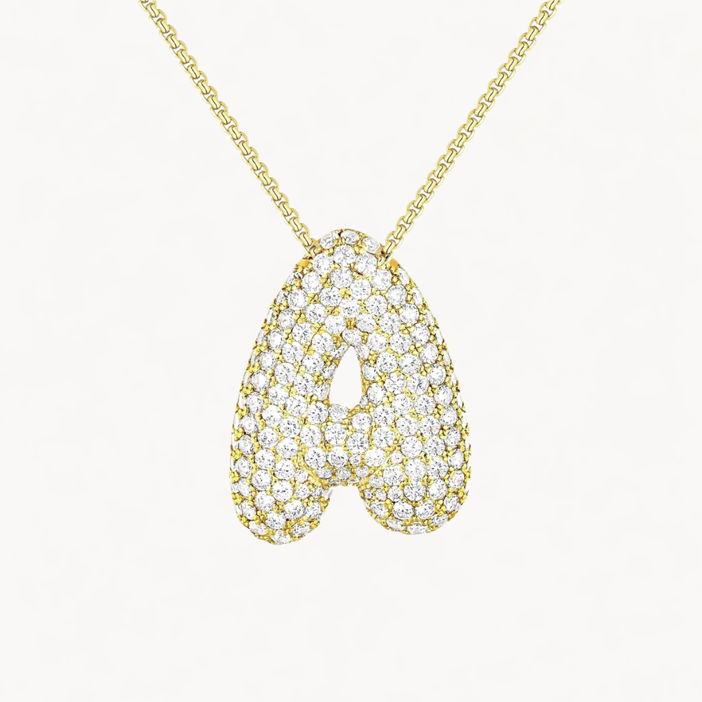 Collar inicial de diamantes Bubble